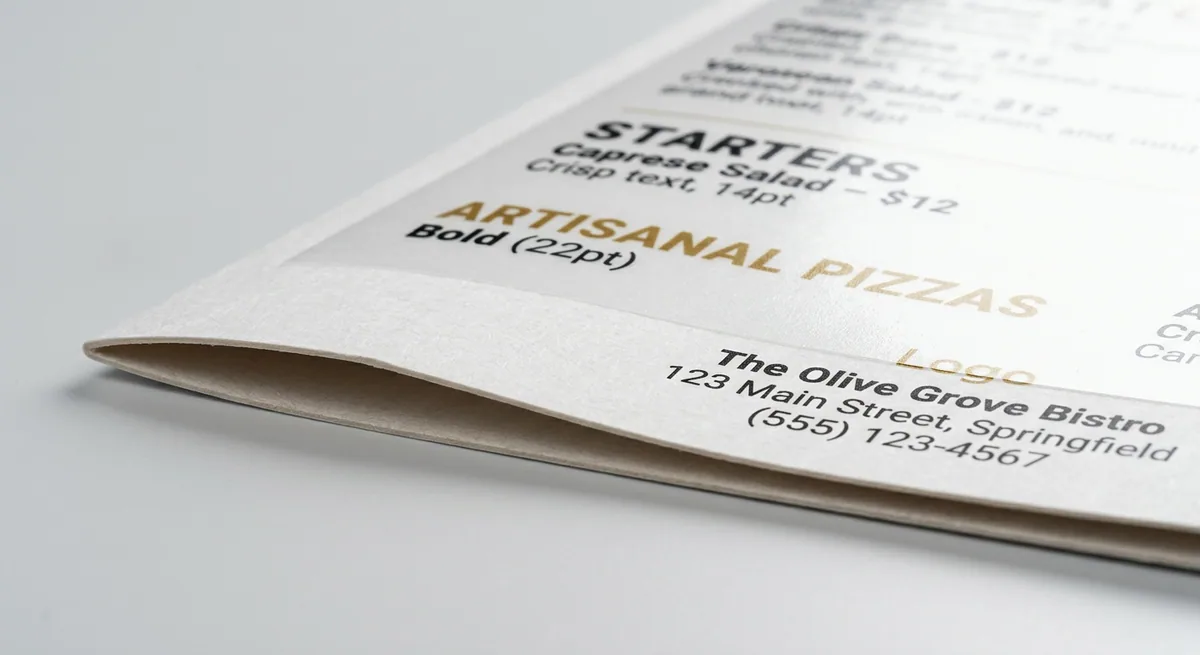 Dine-In Menu Printing